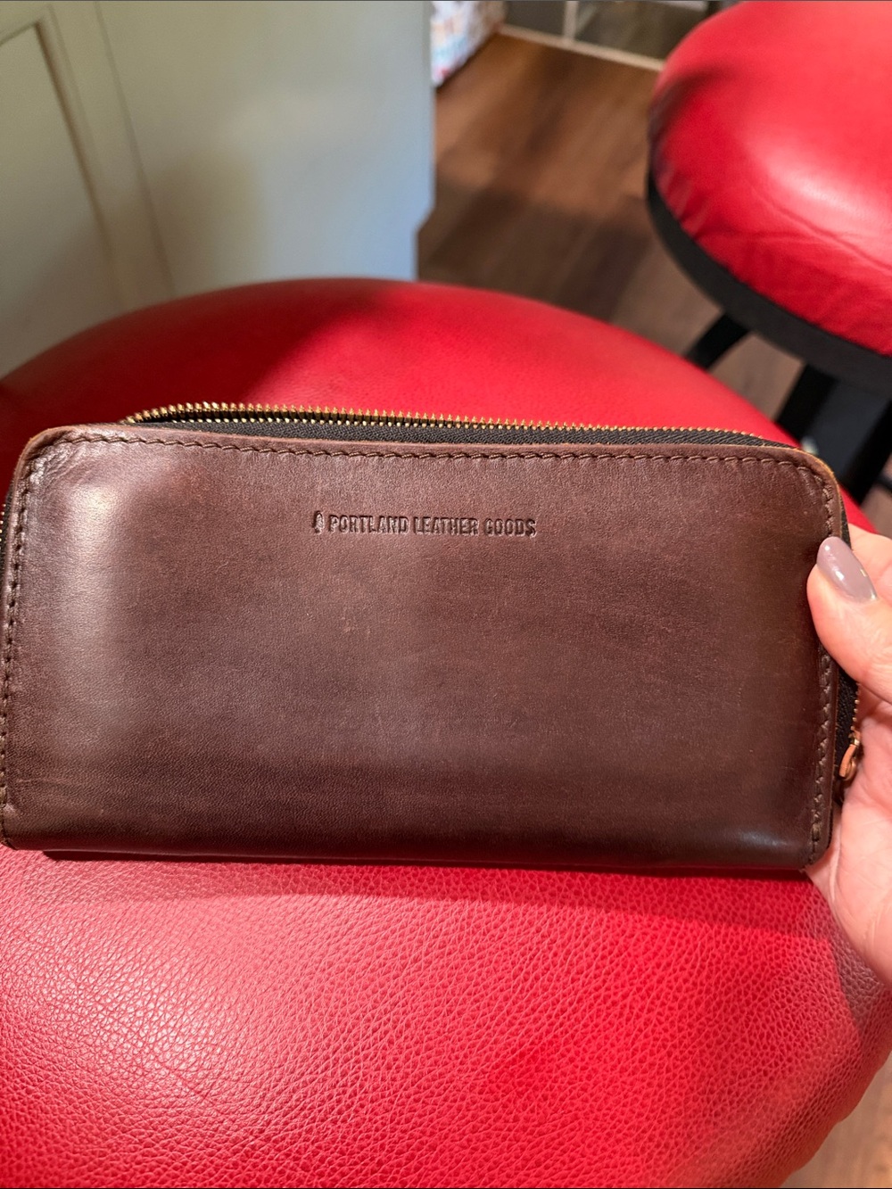 Portland Leather Accordion zip wallet. EUC